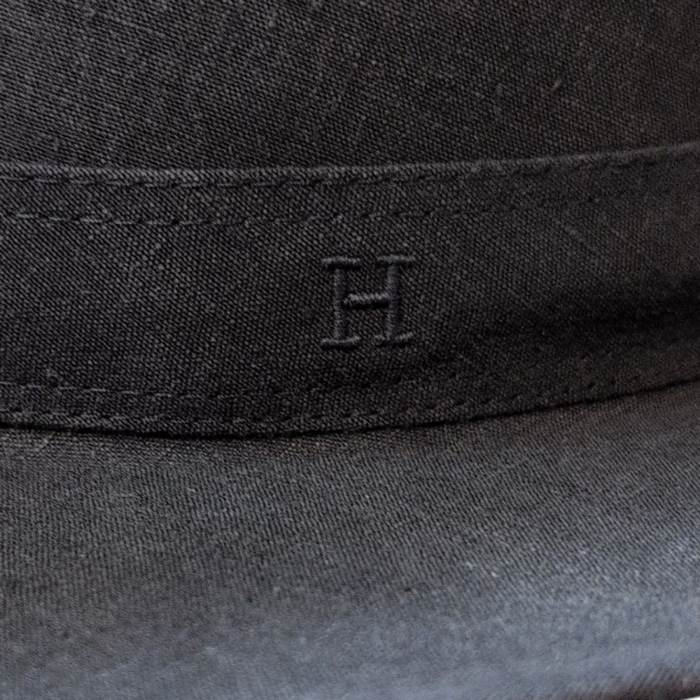 New With Tags Hermes Mens Women's Gray Black Fedora Hat Linen Derby 60 - Picture 2 of 12